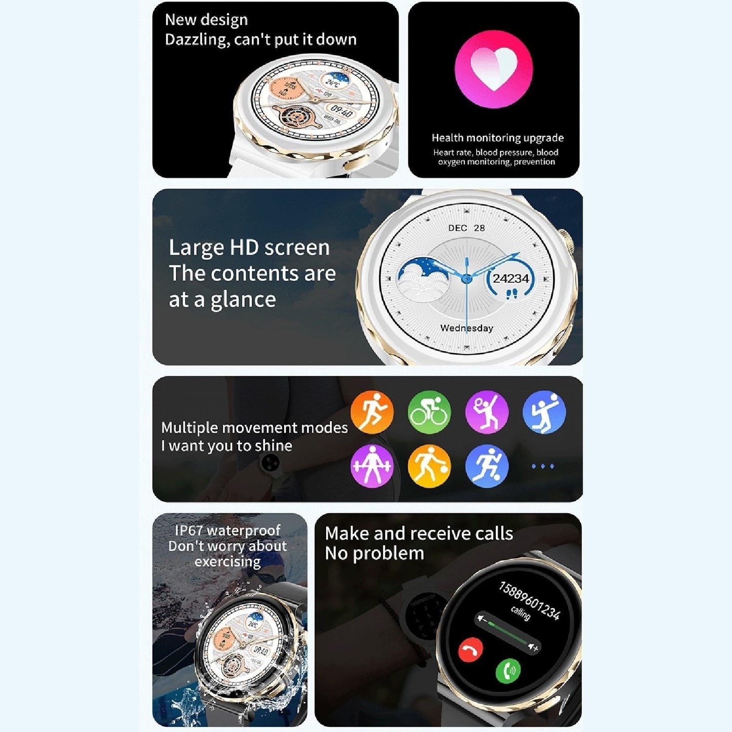 1.28 Inch Dual Mode Sport Smart Watch Support Bluetooth Call Sleep Blood Oxygen Heart Rate Pressure Health Monitor Black