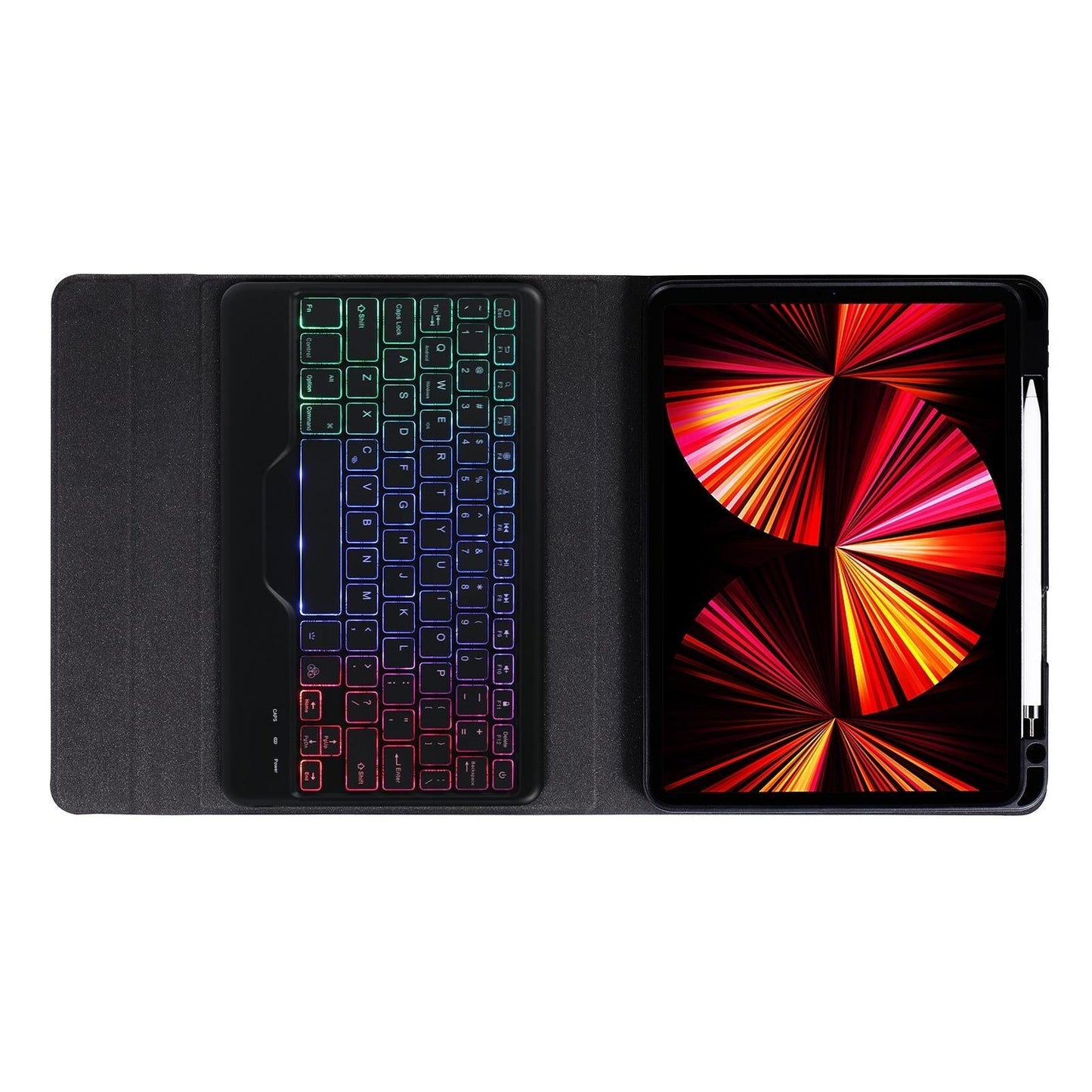10.2 / 10.5 Inch Bluetooth Keyboard Tablet Case With Triangle Holder & Pen Slot Black Diamond Pattern