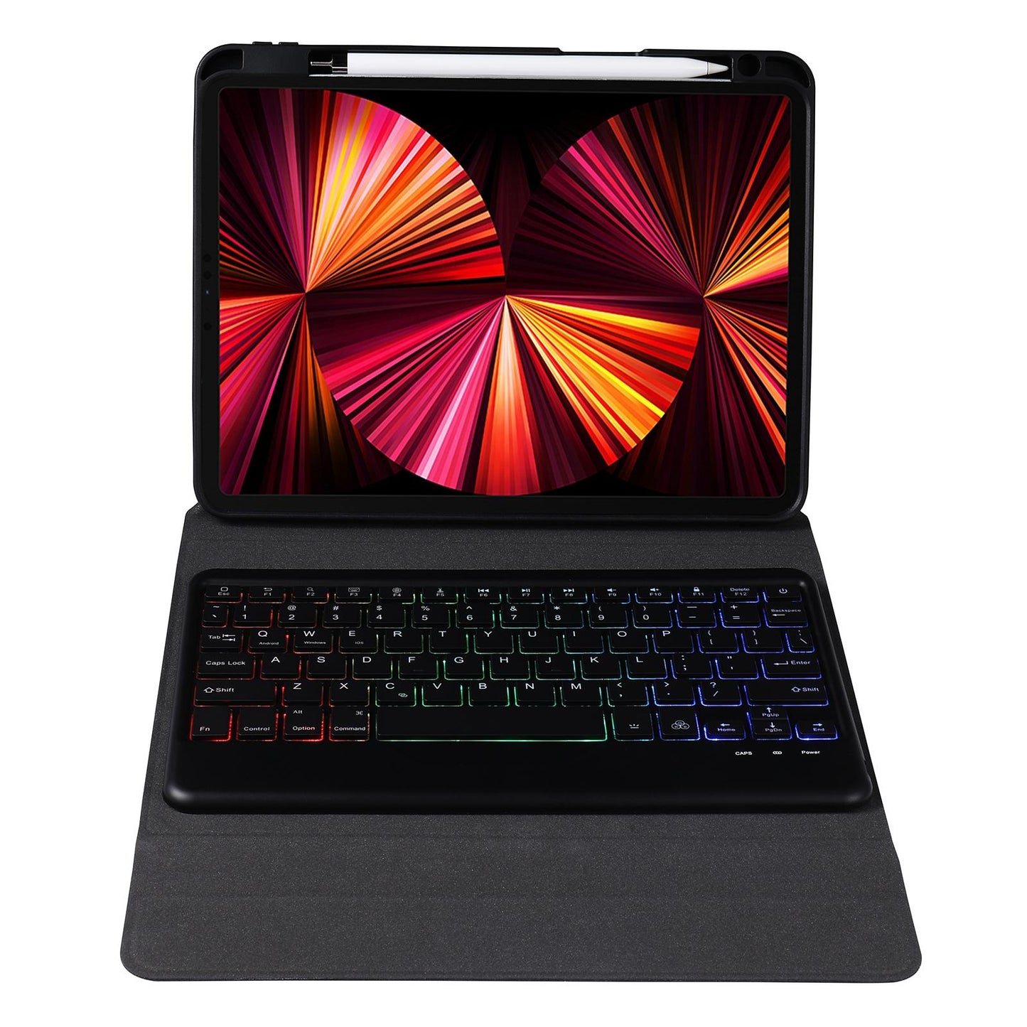 10.2 / 10.5 Inch Bluetooth Keyboard Tablet Case With Triangle Holder & Pen Slot Black Diamond Pattern