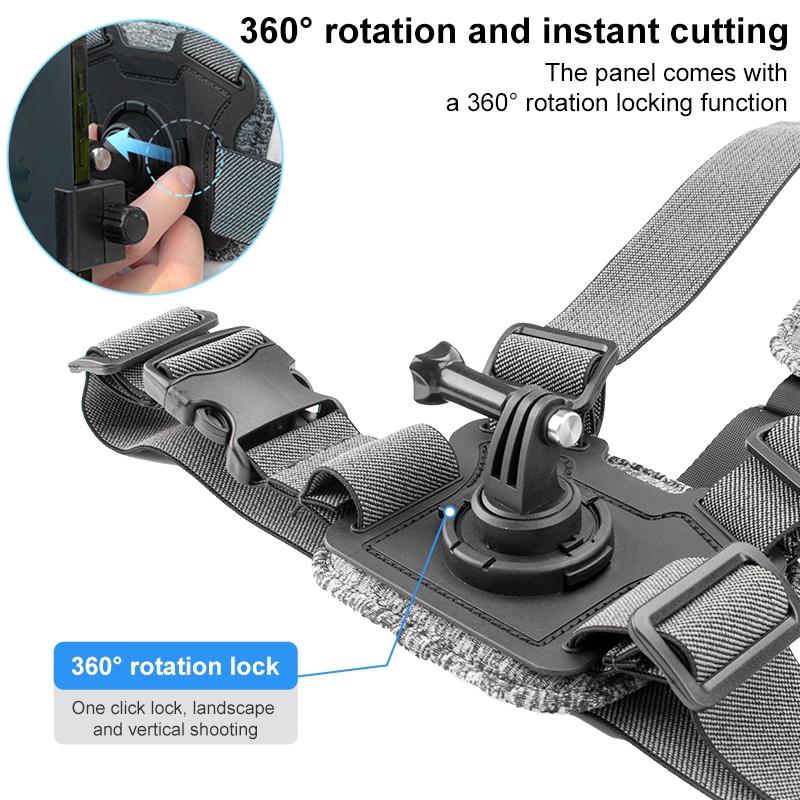 Chest Strap With Mount And Screw 7 In 1 Phone Clamp