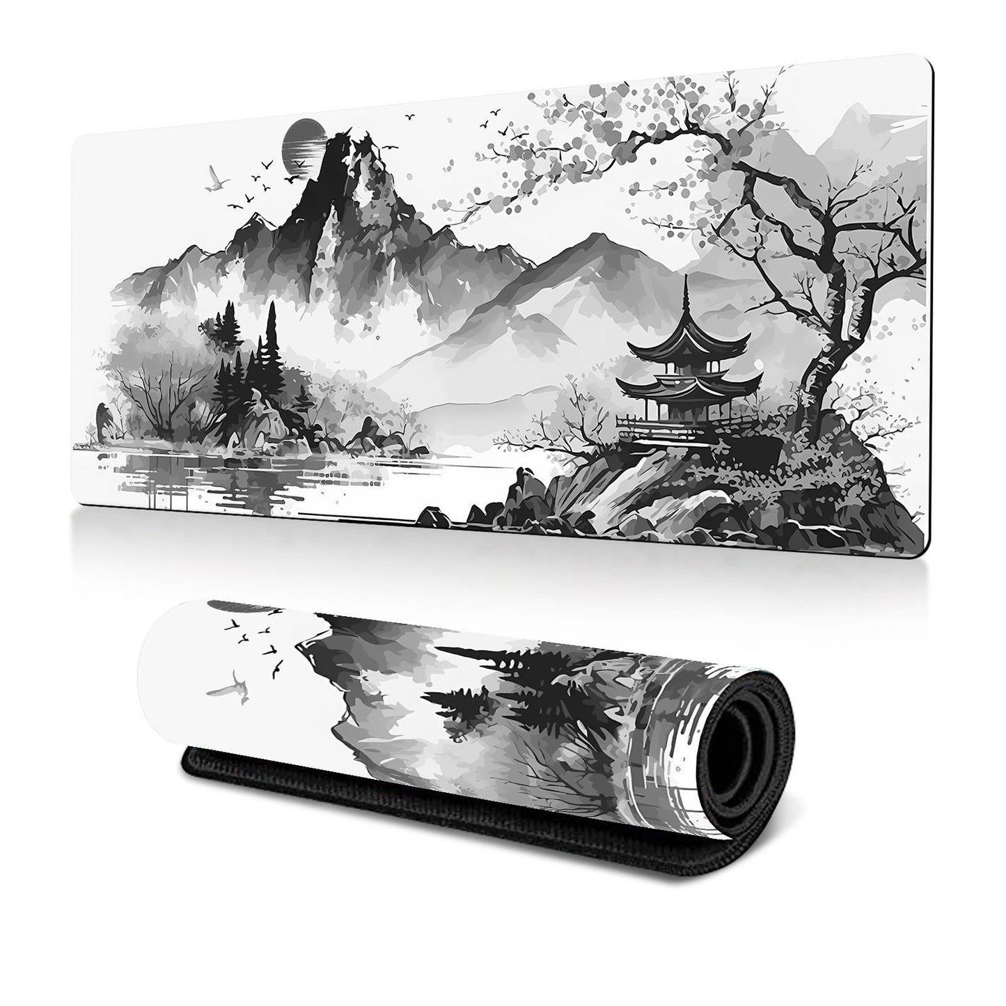 Cherry Blossom Ink Painting Mouse Pad Non Slip Pattern 1 300X700x2mm
