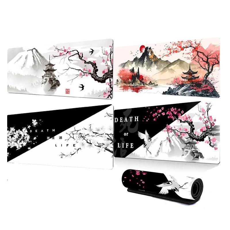 Cherry Blossom Ink Painting Mouse Pad Non Slip Pattern 1 300X700x2mm