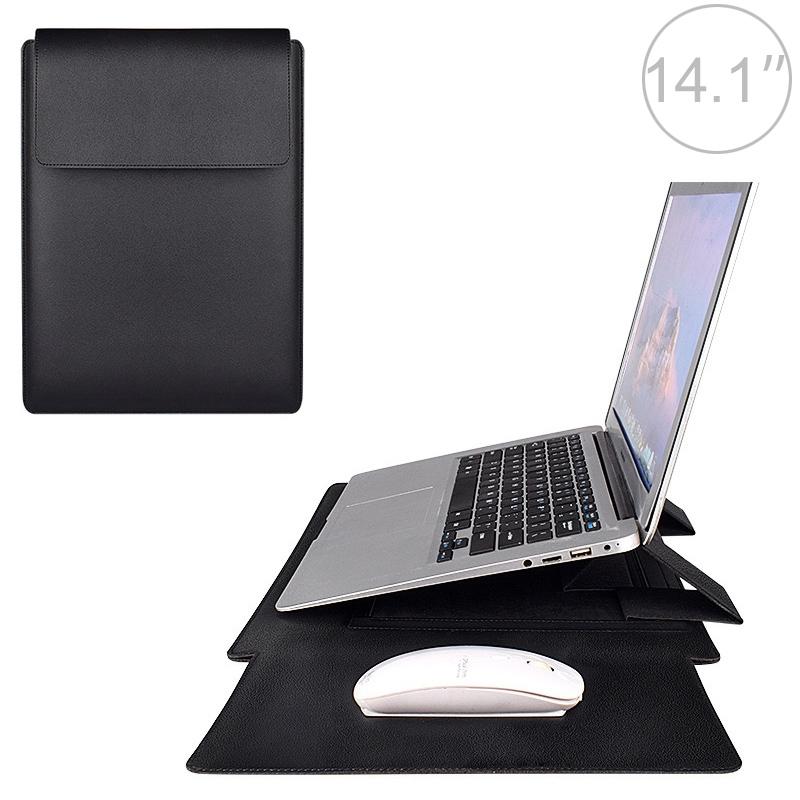 14.1 Inch Laptop Sleeve Leather Carrying Bag Black
