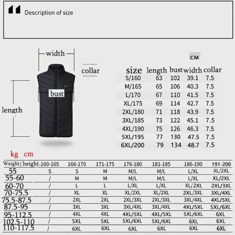 4 Area Single Control Usb Electric Heating Undershirt Intelligent Warm Vest Black L