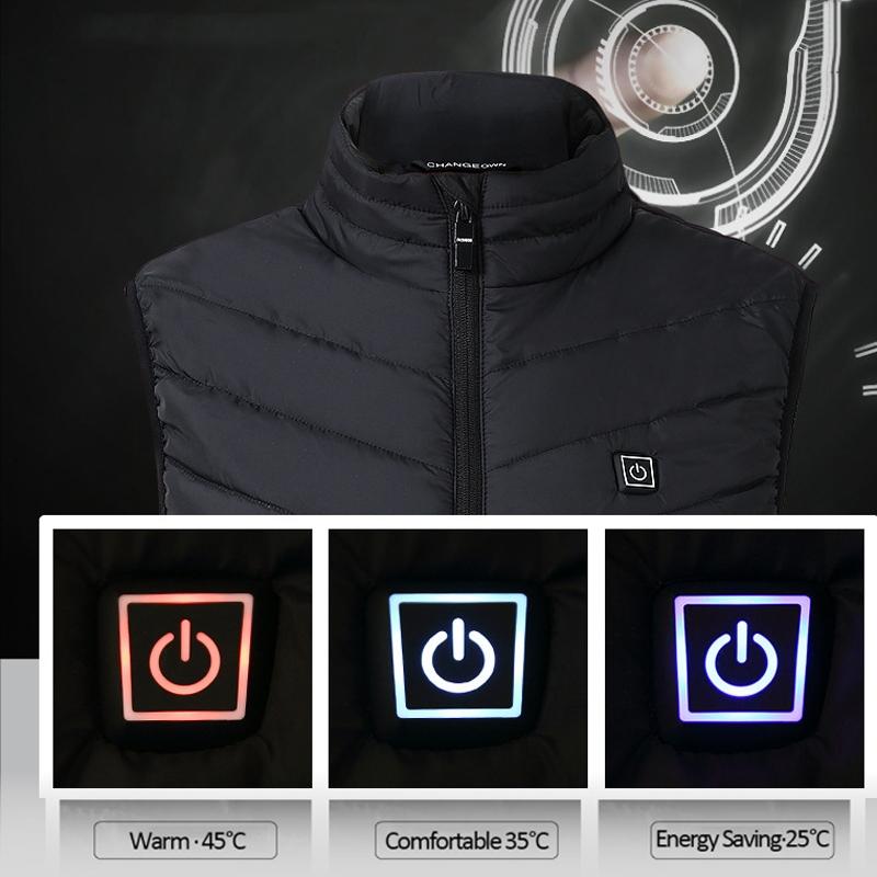 4 Area Single Control Usb Electric Heating Undershirt Intelligent Warm Vest Black L