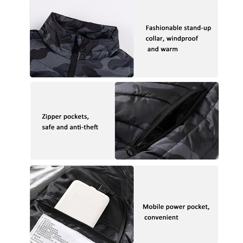 4 Area Single Control Usb Electric Heating Undershirt Intelligent Warm Vest Black L