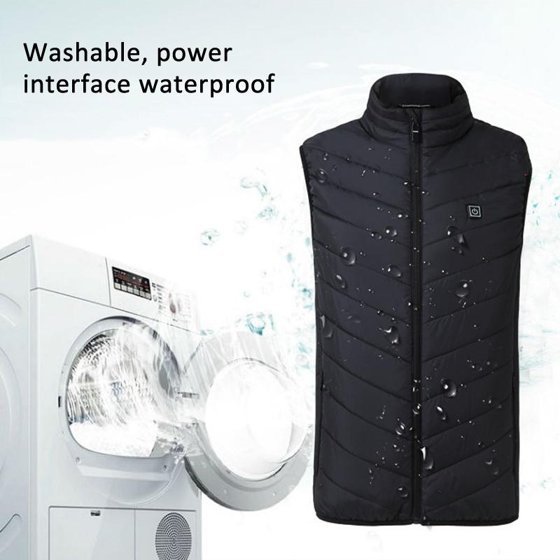 4 Area Single Control Usb Electric Heating Undershirt Intelligent Warm Vest Black L