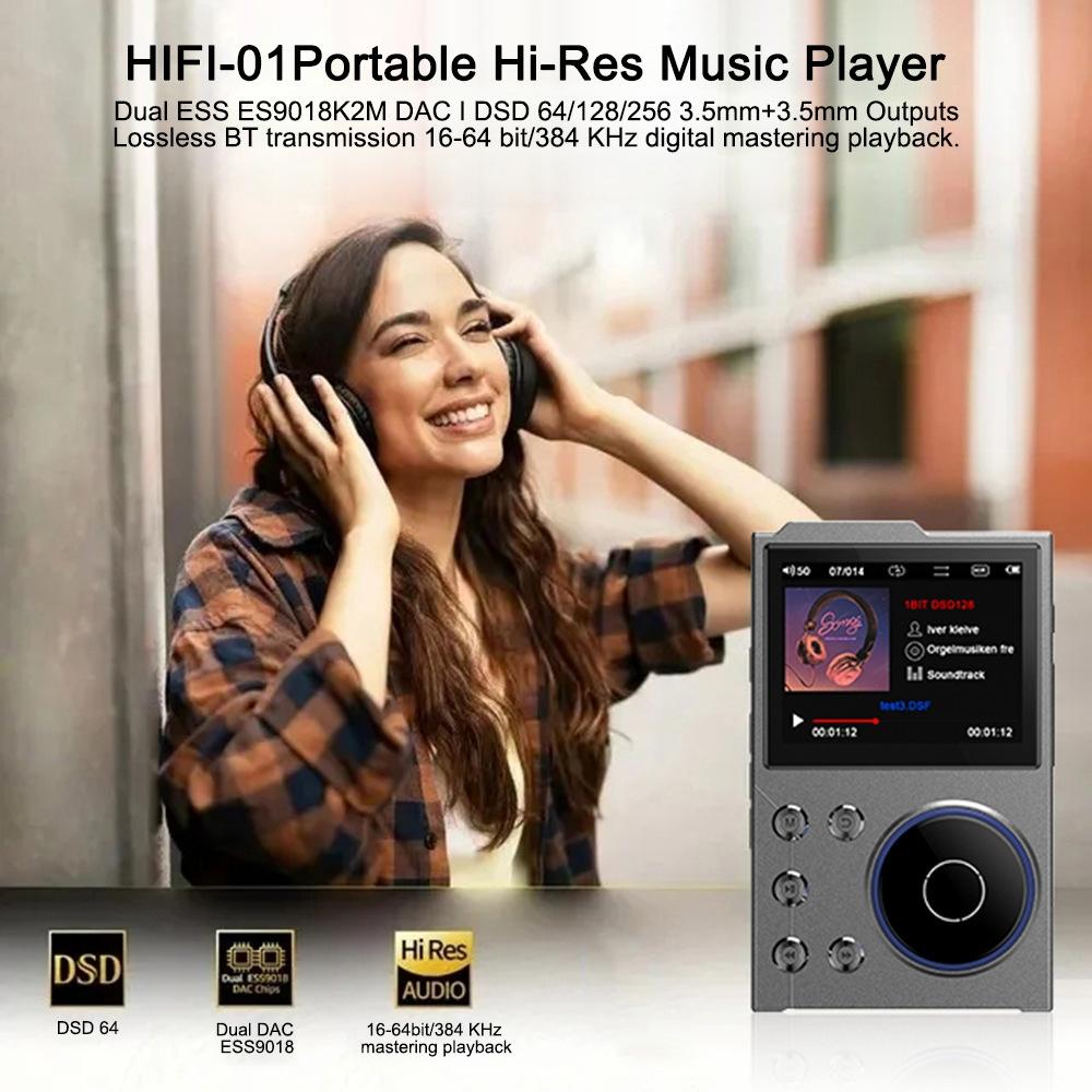 2.4 Inch Hifi Bluetooth Music Player Dsd256 Mastering Sound Quality 16Gb+16Gb Memory Gray