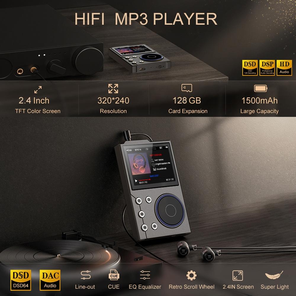 2.4 Inch Hifi Bluetooth Music Player Dsd256 Mastering Sound Quality 16Gb+16Gb Memory Gray