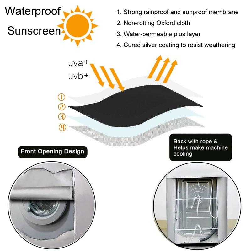 Waterproof Dustproof Cover For 420D Roller Boiler Washing Machine 60X53x85cm Size Silver 60X64x85cm