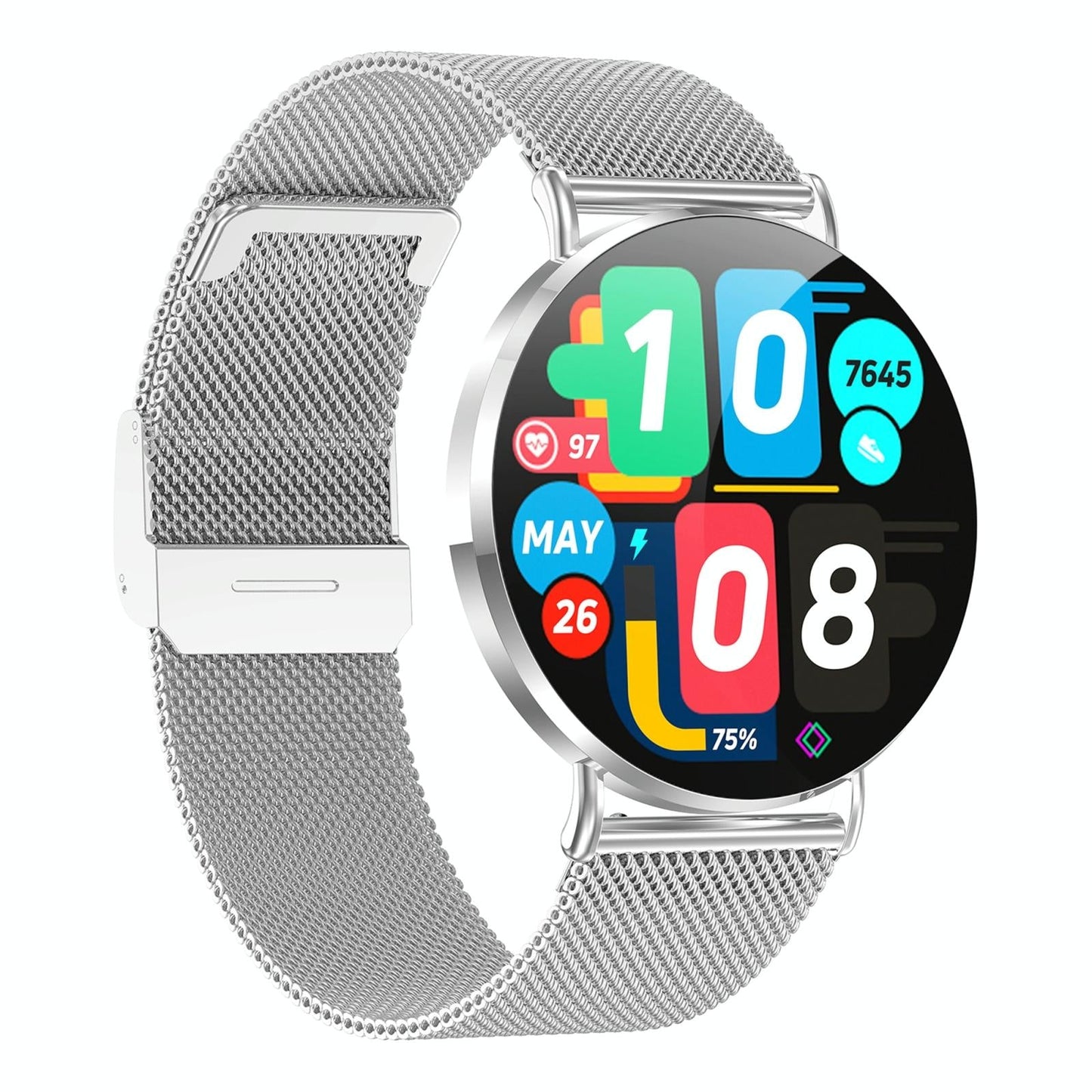 1.32 Inch Colour Screen Smart Watch With Bluetooth Call & Health Monitoring Silver
