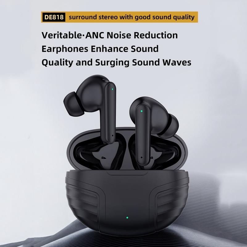 Wireless Noise Cancelling Earbuds With Charging Case Black