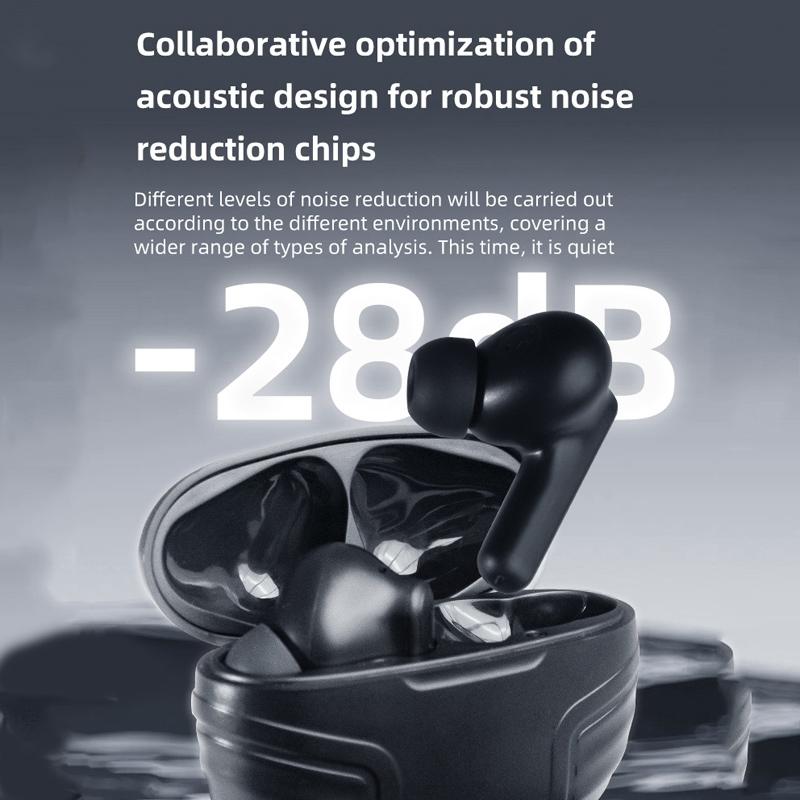 Wireless Noise Cancelling Earbuds With Charging Case Black