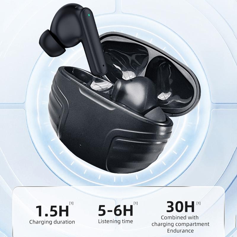 Wireless Noise Cancelling Earbuds With Charging Case Black