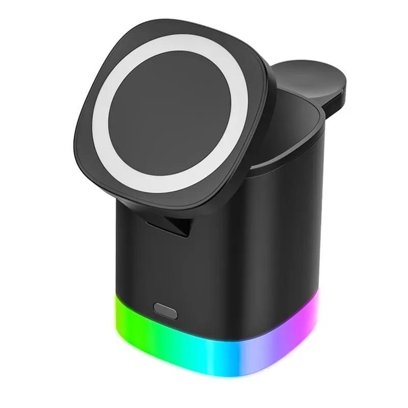 3 In 1 Magnetic Wireless Charger For Iphone Iwatch Airpods Black