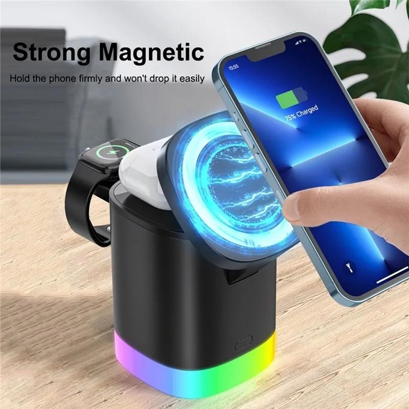 3 In 1 Magnetic Wireless Charger For Iphone Iwatch Airpods Black