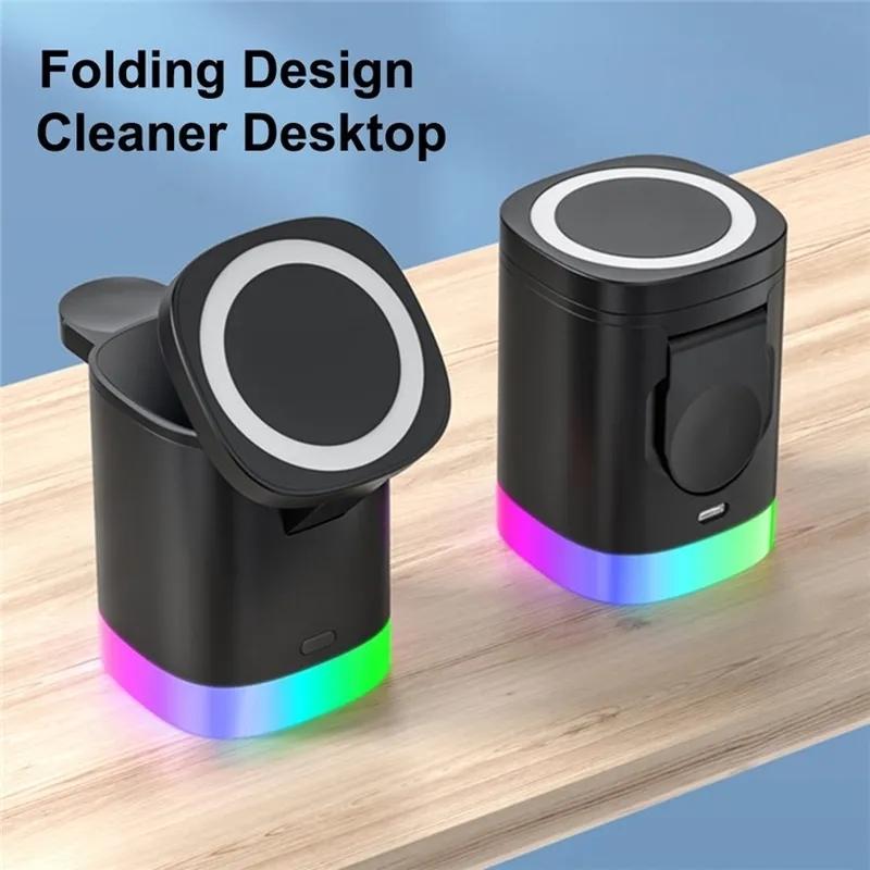 3 In 1 Magnetic Wireless Charger For Iphone Iwatch Airpods Black