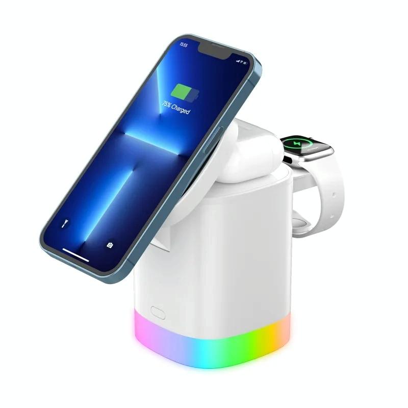 3 In 1 Magnetic Wireless Charger For Iphone Iwatch Airpods Black