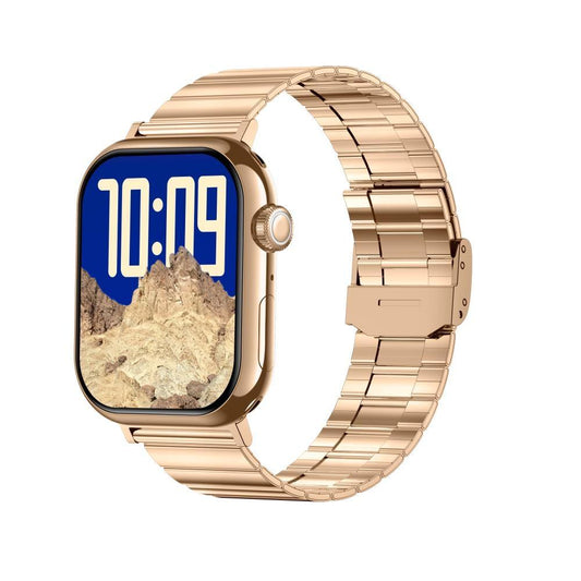 2.04 Inch Colour Screen Smart Watch Steel Strap Support Bluetooth Call Gold