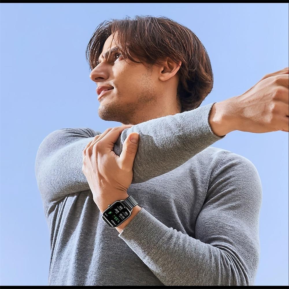2.04 Inch Colour Screen Smart Watch Steel Strap Support Bluetooth Call Gold