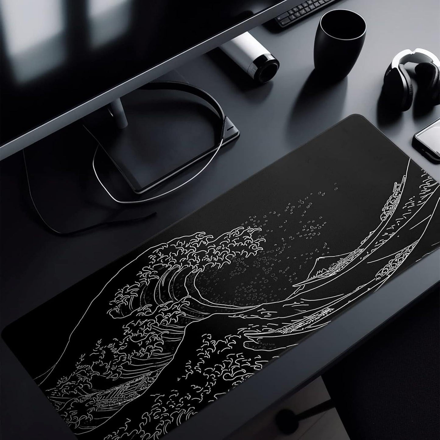 Non Slip Gaming Mouse Pad Big Wave Design - No.2 300X600x2mm