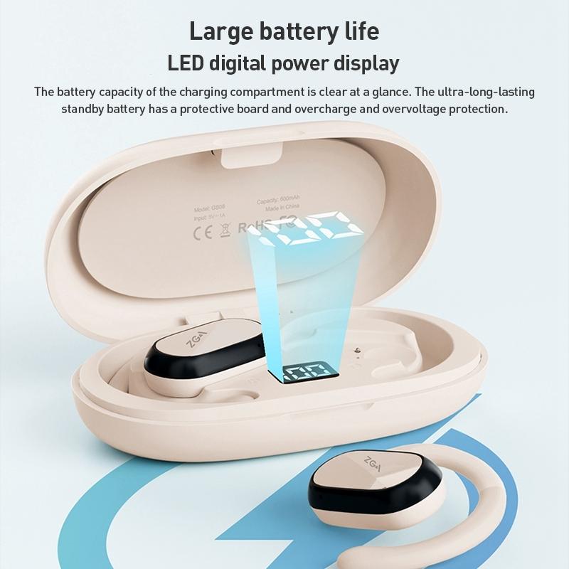 Wireless Bluetooth Earphones With Led Display Zga Gs08 White