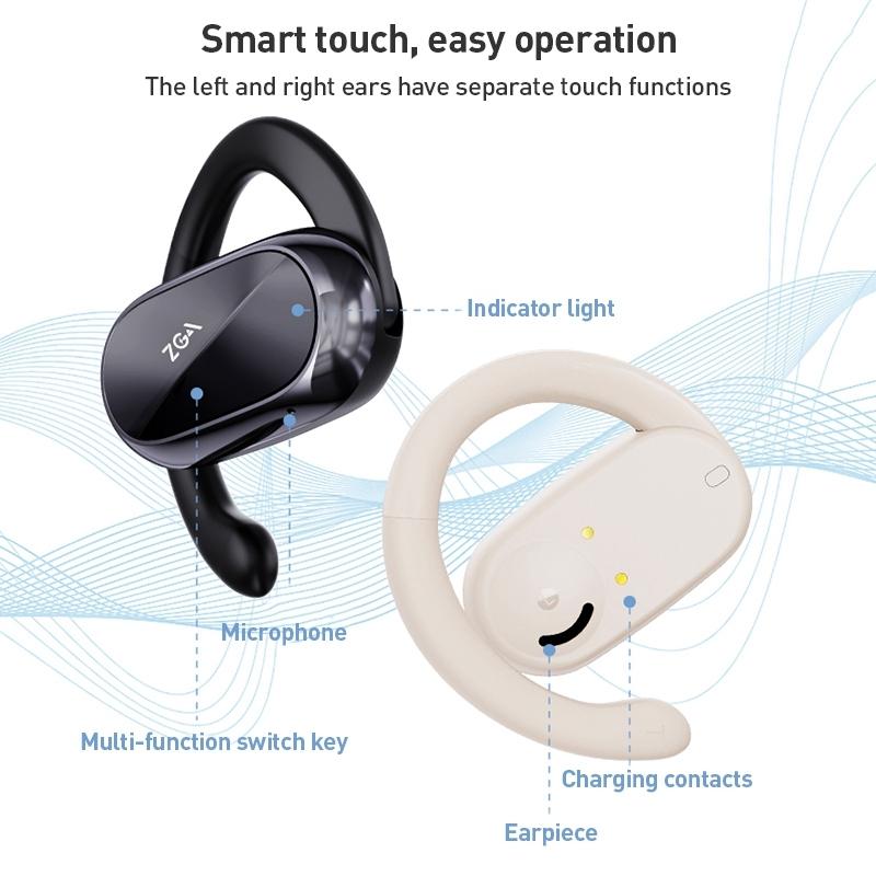 Wireless Bluetooth Earphones With Led Display Zga Gs08 White