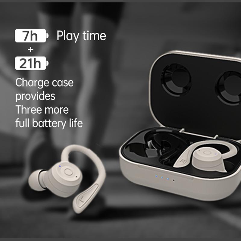 Waterproof T20 Tws Bluetooth Earphones With Charging Box And Noise Cancelling Hooks