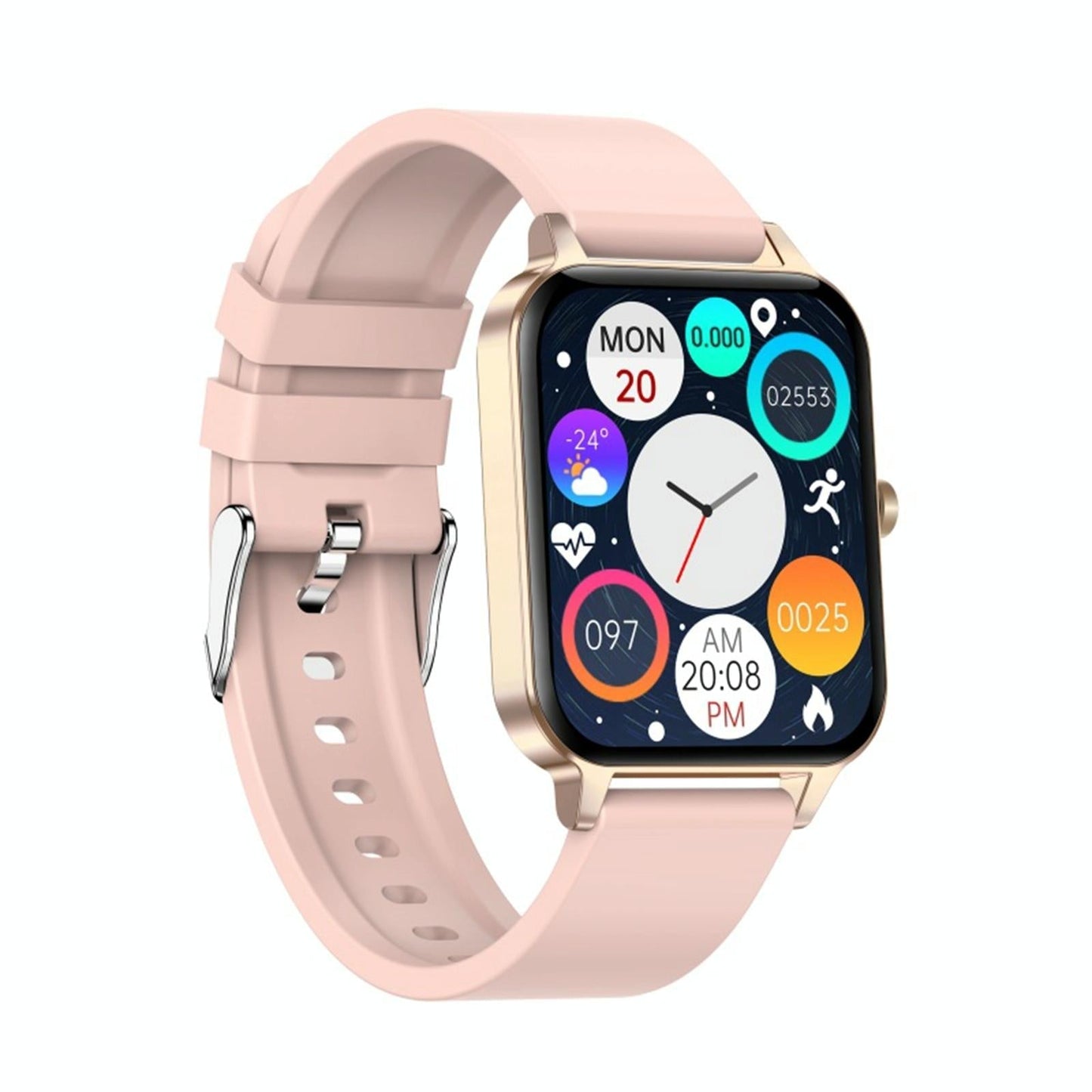 1.69 Inch Ips Touchscreen Ip68 Waterproof Smartwatch With Sleep Heart & Bt Call Rose Gold