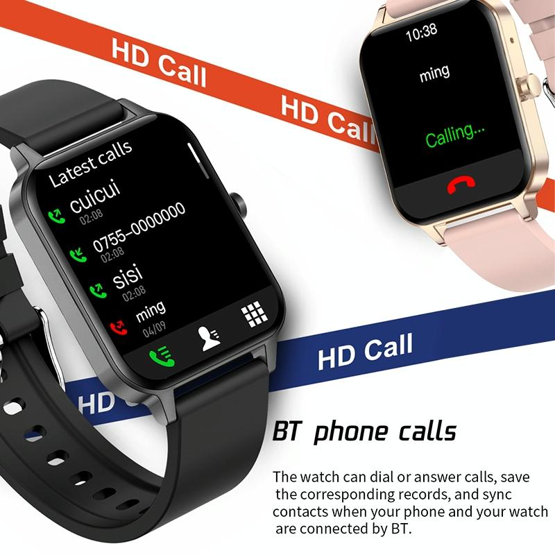 1.69 Inch Ips Touchscreen Ip68 Waterproof Smartwatch With Sleep Heart & Bt Call Rose Gold