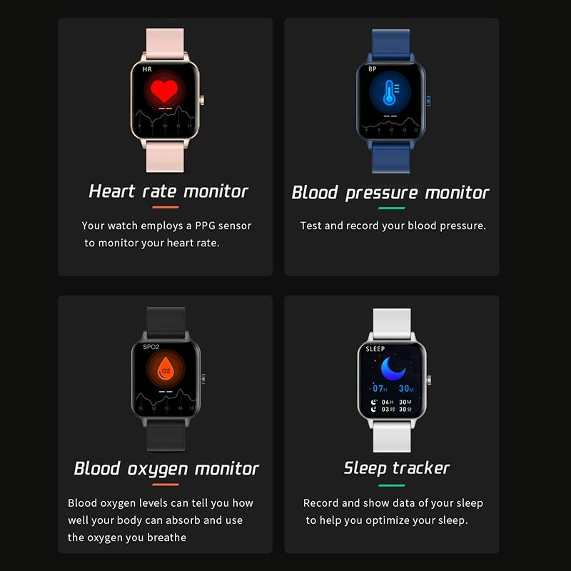 1.69 Inch Ips Touchscreen Ip68 Waterproof Smartwatch With Sleep Heart & Bt Call Rose Gold