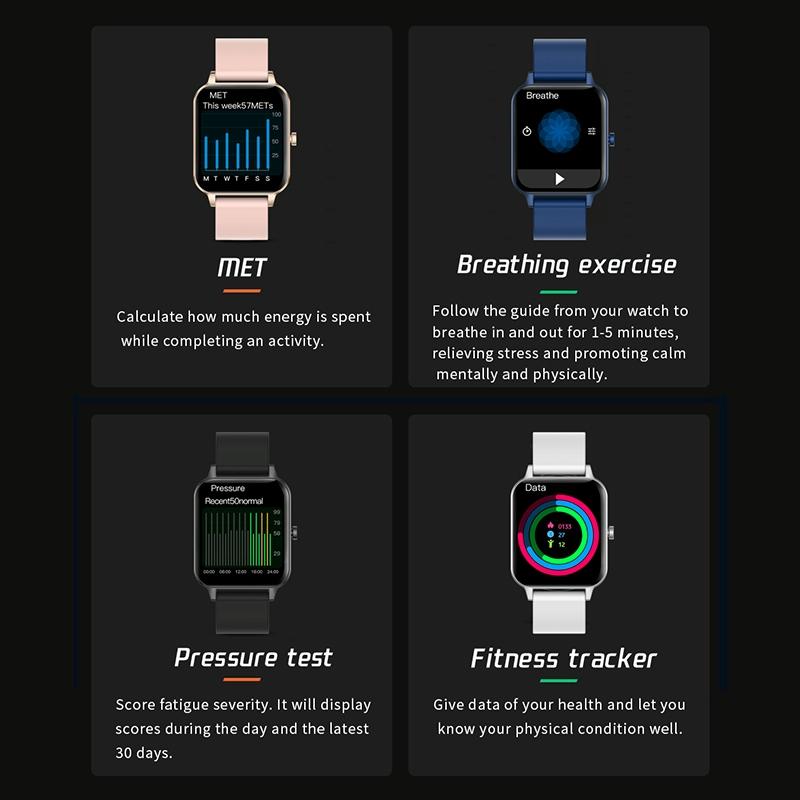 1.69 Inch Ips Touchscreen Ip68 Waterproof Smartwatch With Sleep Heart & Bt Call Rose Gold