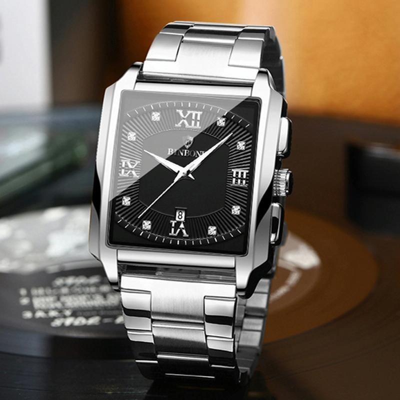 Waterproof Men Quartz Watch Rectangular Outdoor Design Full Gold Black