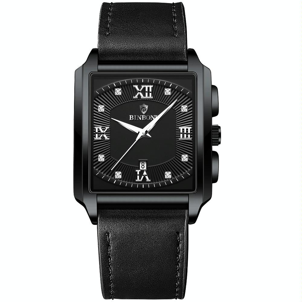 Waterproof Men Quartz Watch Rectangular Outdoor Design Full Gold Black