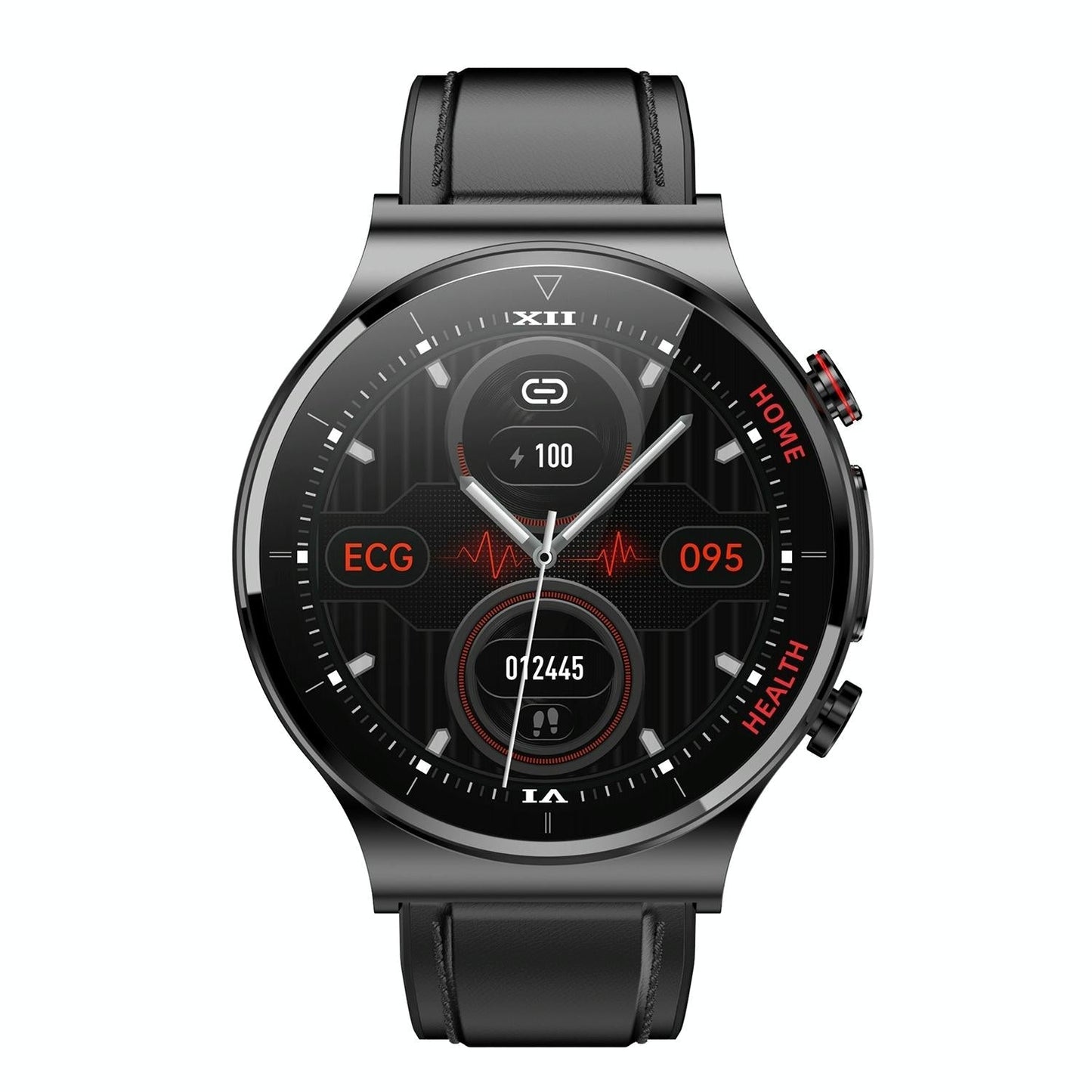 1.32 Inch Leather Smart Watch With Health Monitoring: Ecg Bp Temperature Brown