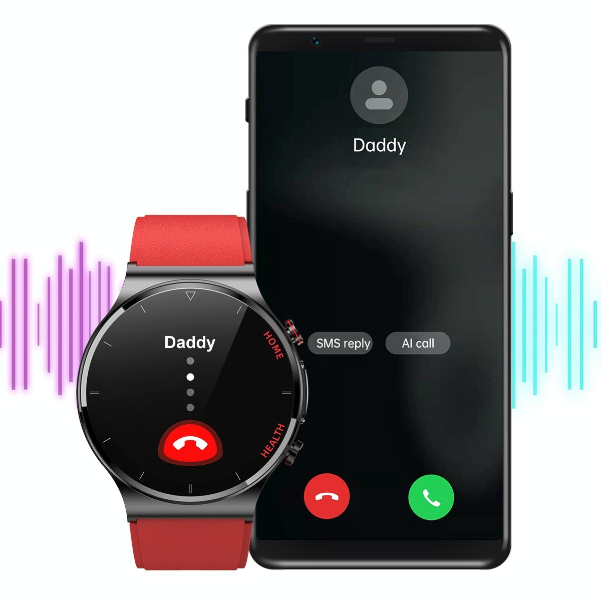 1.32 Inch Leather Smart Watch With Health Monitoring: Ecg Bp Temperature Brown