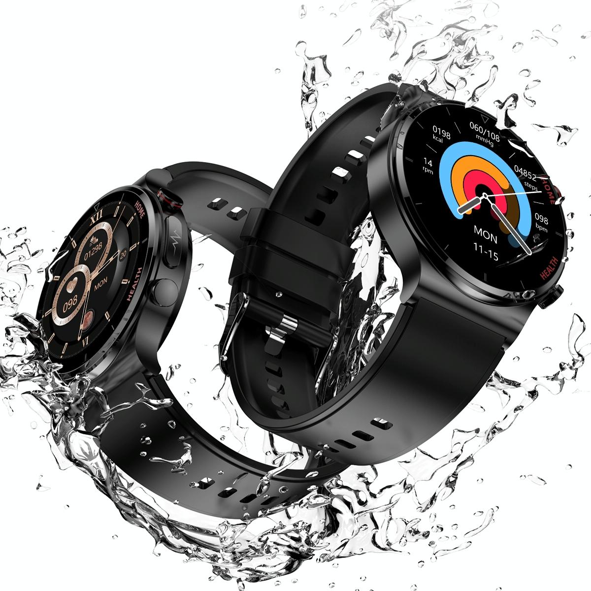 1.32 Inch Leather Smart Watch With Health Monitoring: Ecg Bp Temperature Brown