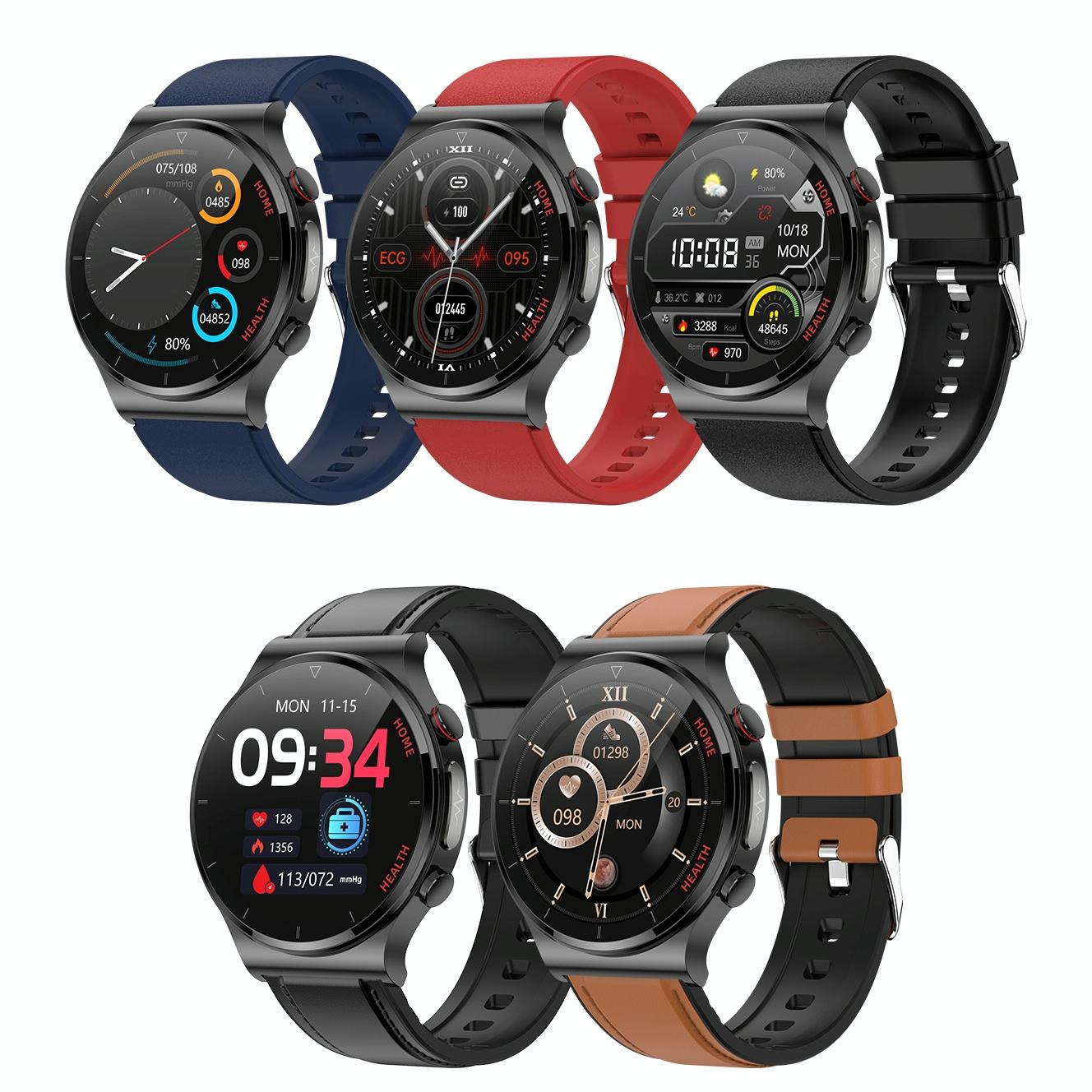 1.32 Inch Leather Smart Watch With Health Monitoring: Ecg Bp Temperature Brown