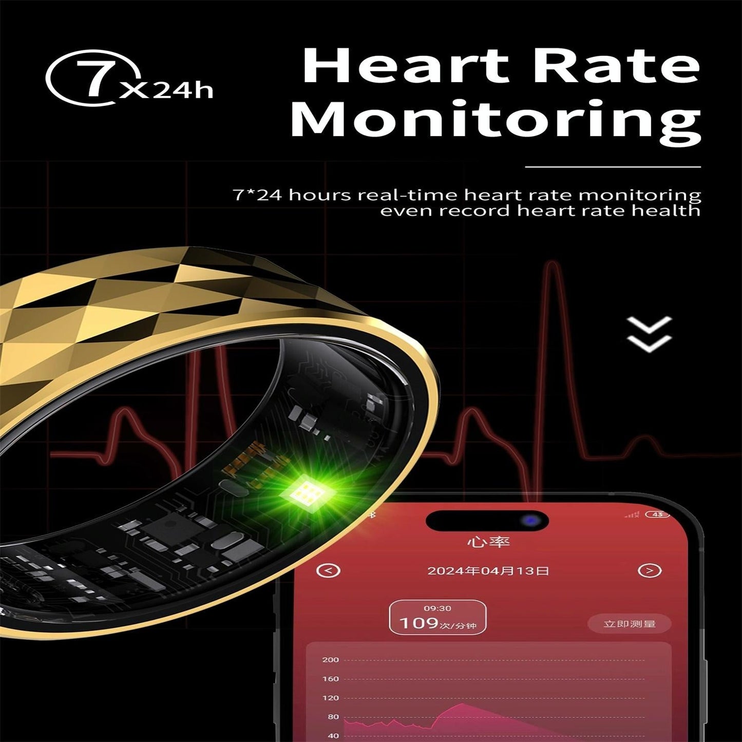 Smart Ring For Health Monitoring & Exercise R12m Size 20 Gold