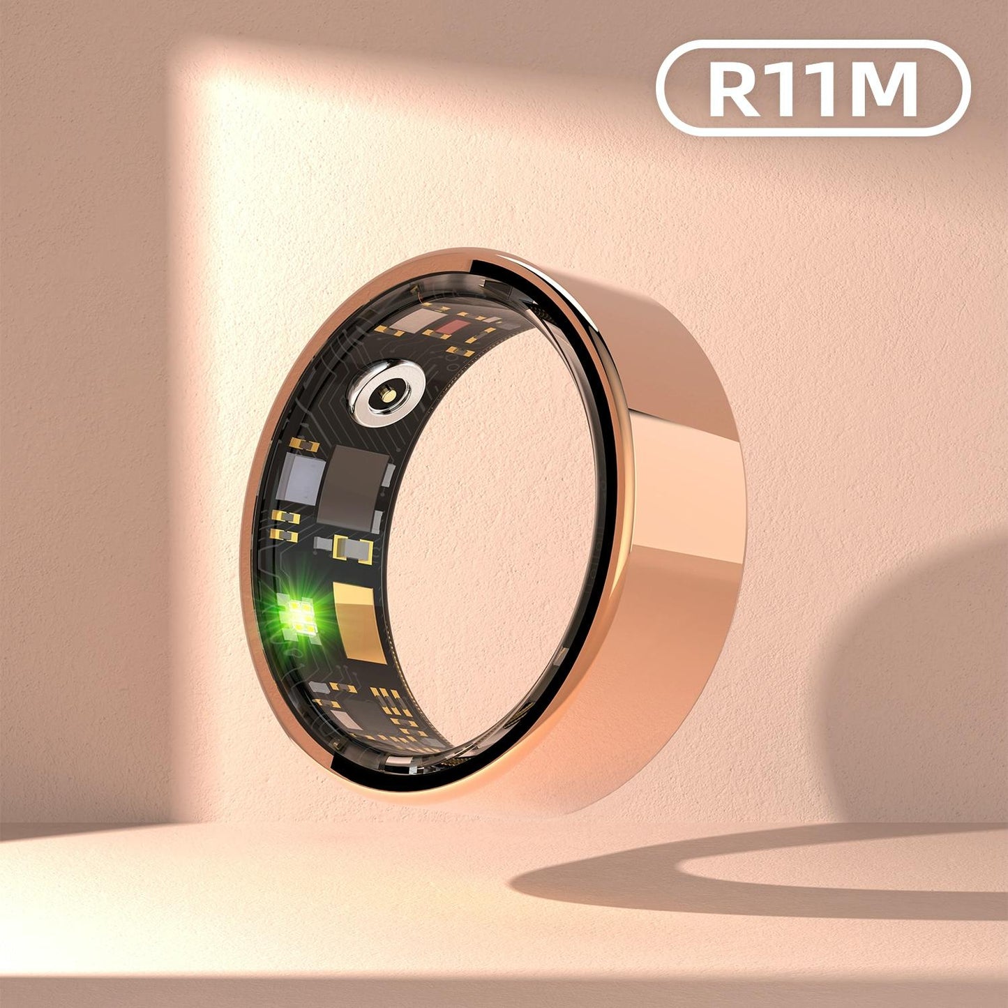 Smart Ring With Heart Rate Blood Oxygen Sleep & Sports Modes Size 13 Gold
