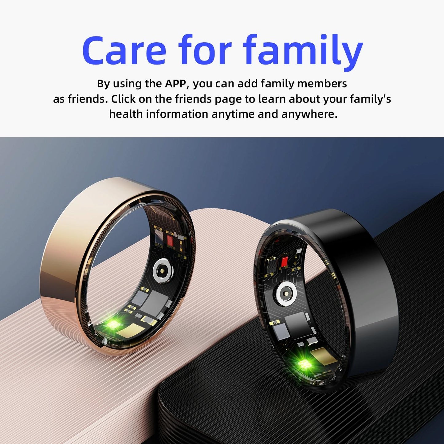 Smart Ring With Heart Rate Blood Oxygen Sleep & Sports Modes Size 13 Gold