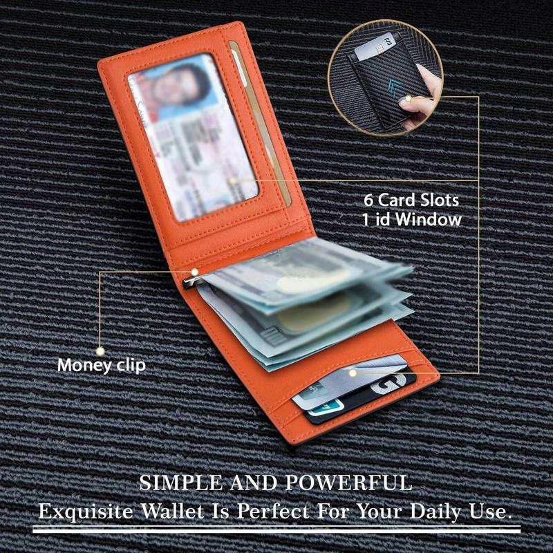 Rfid-Protected Leather Wallet Carbon Fiber Blue Inside