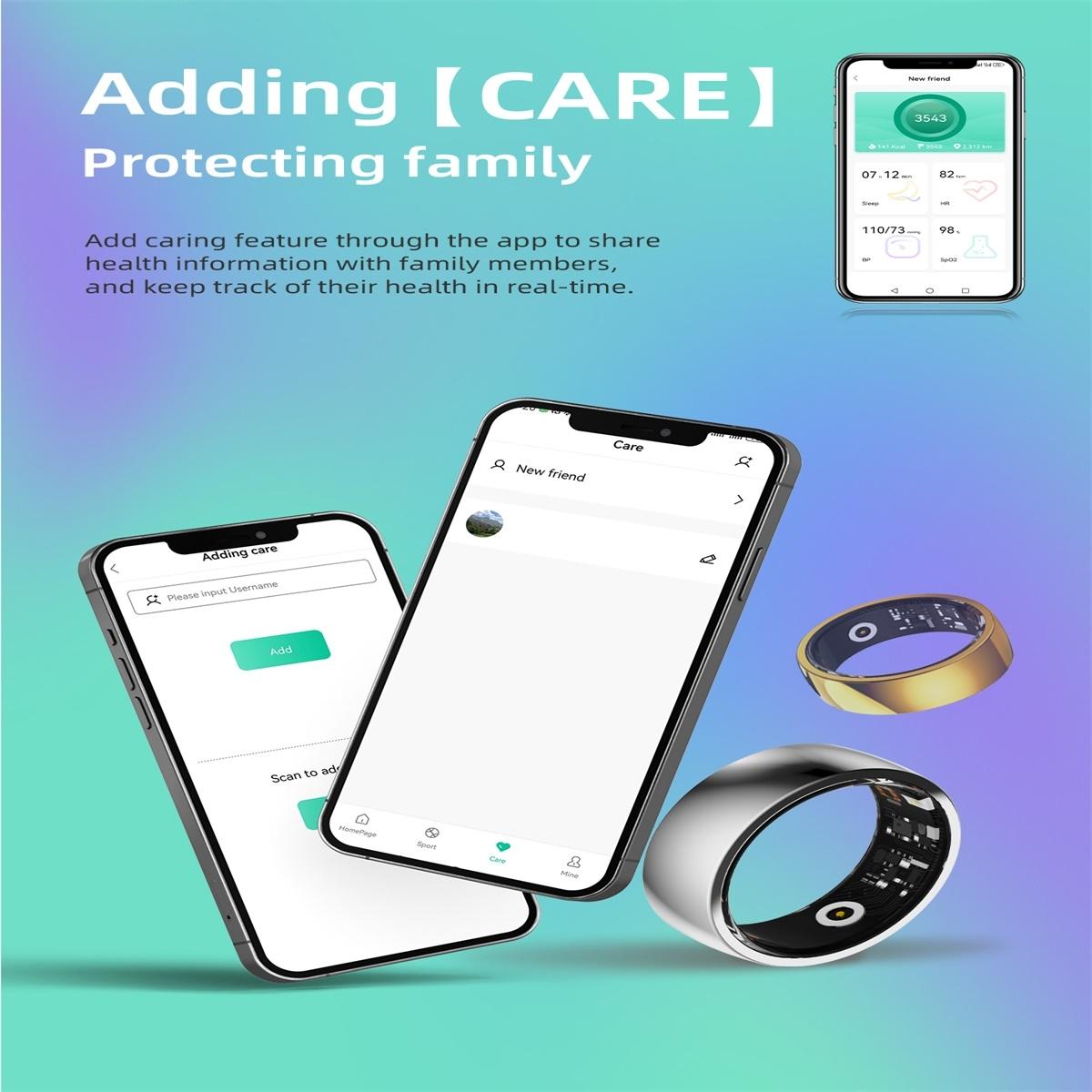 Smart Ring For Health Monitoring And Family Care Size 22 Gold