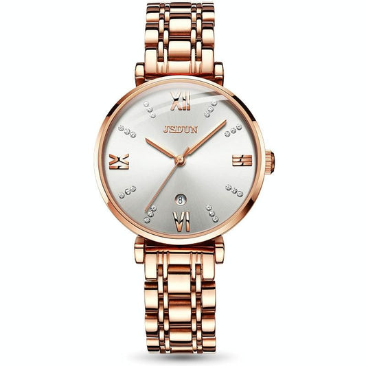 Stylish Waterproof Quartz Watch For Women Ultra Thin Design White