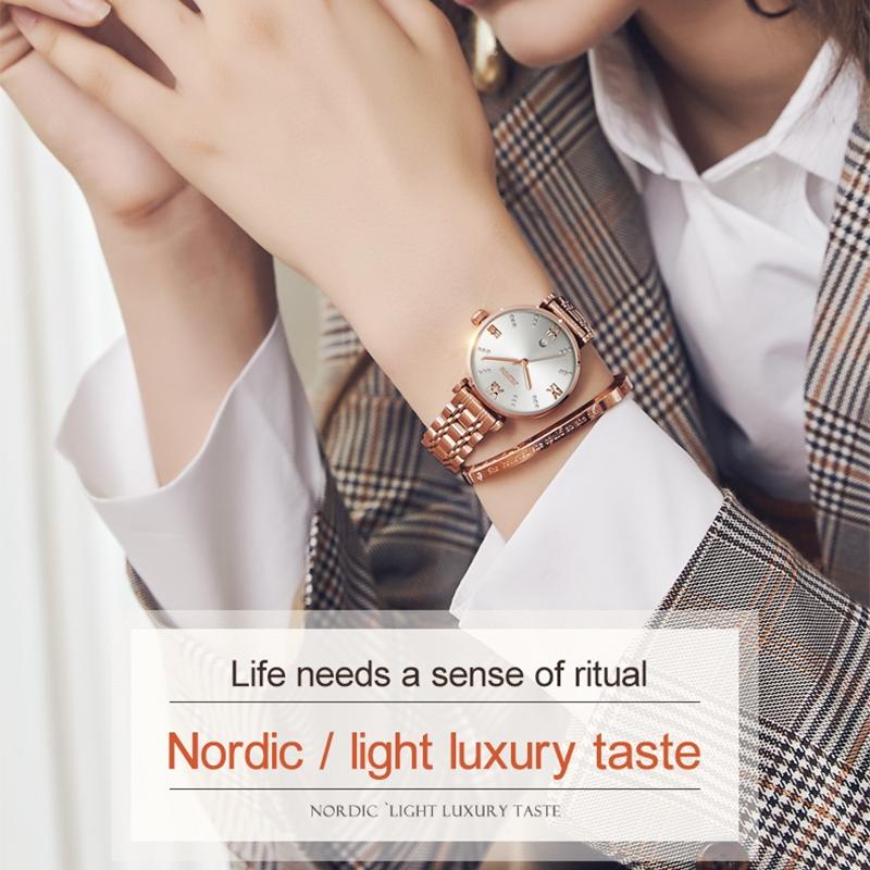 Stylish Waterproof Quartz Watch For Women Ultra Thin Design White