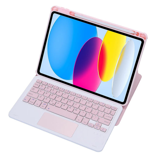 360 Rotation Bluetooth Keyboard Leather Case For Ipad 10.9 2022 Transparent Acrylic With Touch Control Pink
