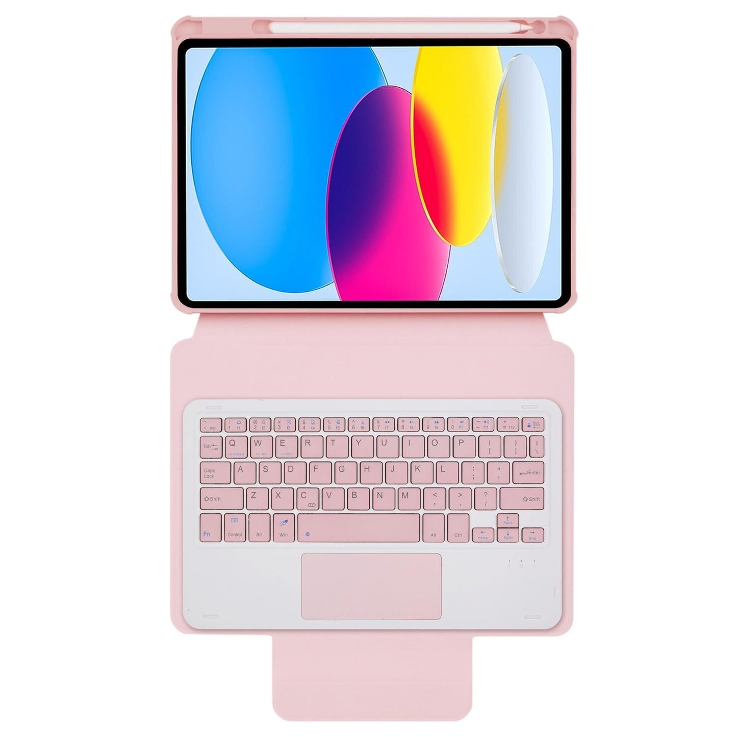360 Rotation Bluetooth Keyboard Leather Case For Ipad 10.9 2022 Transparent Acrylic With Touch Control Pink