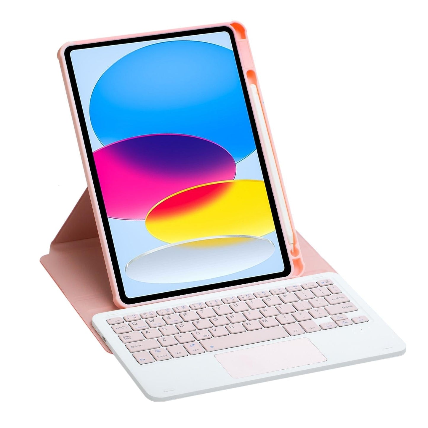 360 Rotation Bluetooth Keyboard Leather Case For Ipad 10.9 2022 Transparent Acrylic With Touch Control Pink