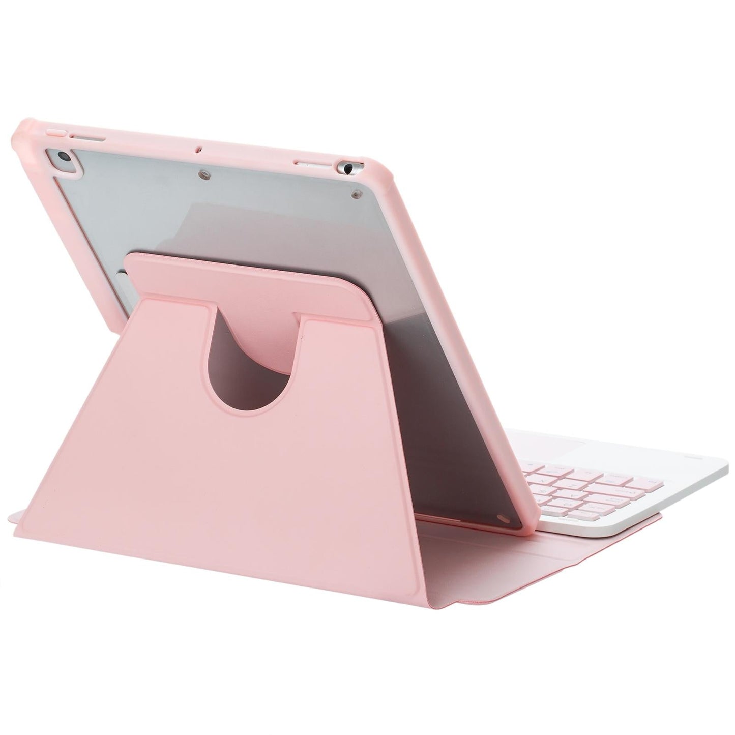 360 Rotation Bluetooth Keyboard Leather Case For Ipad 10.9 2022 Transparent Acrylic With Touch Control Pink