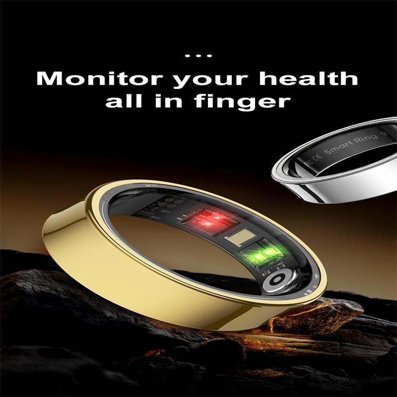 Smart Ring With Heart Rate Blood Oxygen Sleep Monitoring & Sports Modes Size 8 Gold